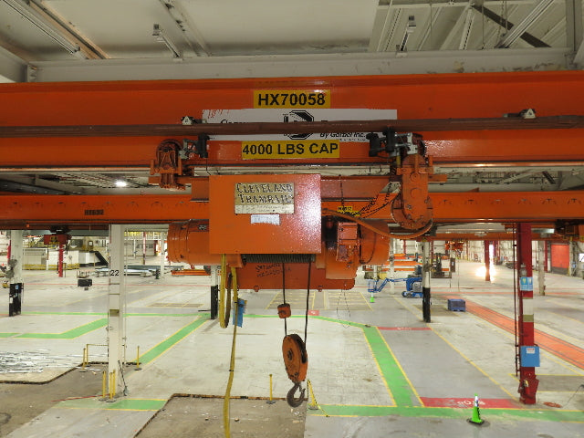 Cleveland Tramrail P&H 2 Ton Single Girder Underhung Bridge Crane 45' 10" Span