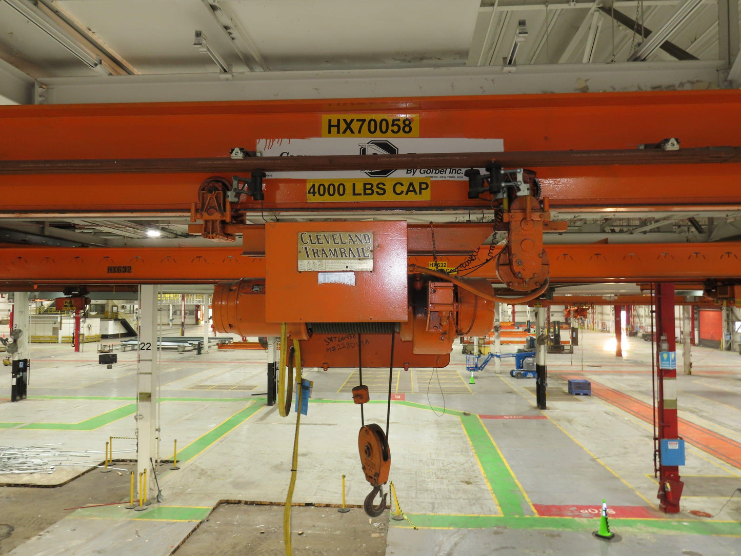 Cleveland Tramrail P&H 2 Ton Single Girder Underhung Bridge Crane 45' 10" Span