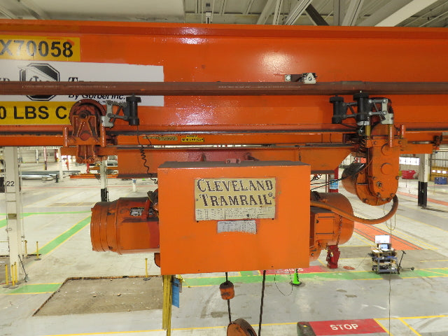 Cleveland Tramrail P&H 2 Ton Single Girder Underhung Bridge Crane 45' 10" Span