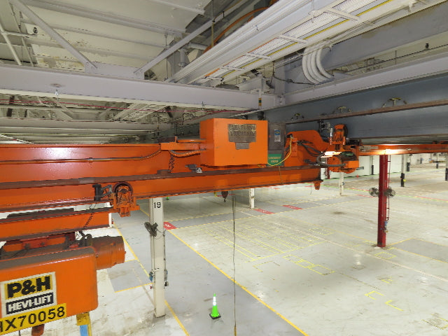 Cleveland Tramrail P&H 2 Ton Single Girder Underhung Bridge Crane 45' 10" Span