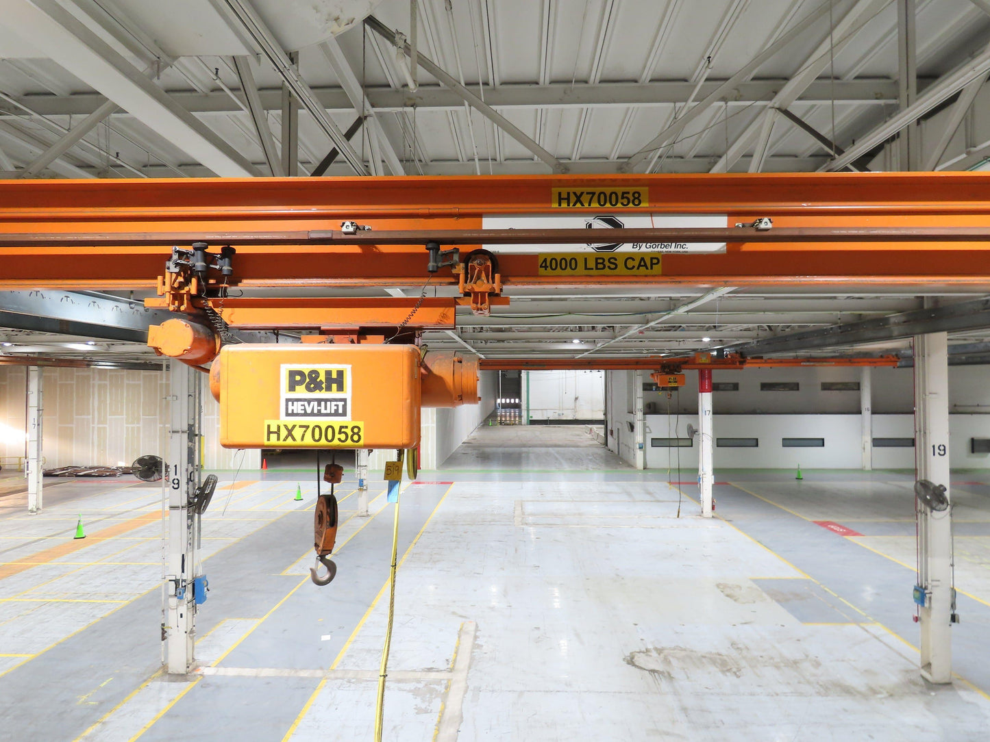 Cleveland Tramrail P&H 2 Ton Single Girder Underhung Bridge Crane 45' 10" Span