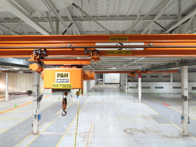 Cleveland Tramrail P&H 2 Ton Single Girder Underhung Bridge Crane 45' 10" Span
