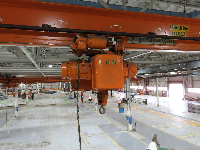 Cleveland Tramrail P&H 2 Ton Single Girder Underhung Bridge Crane 45' 10" Span