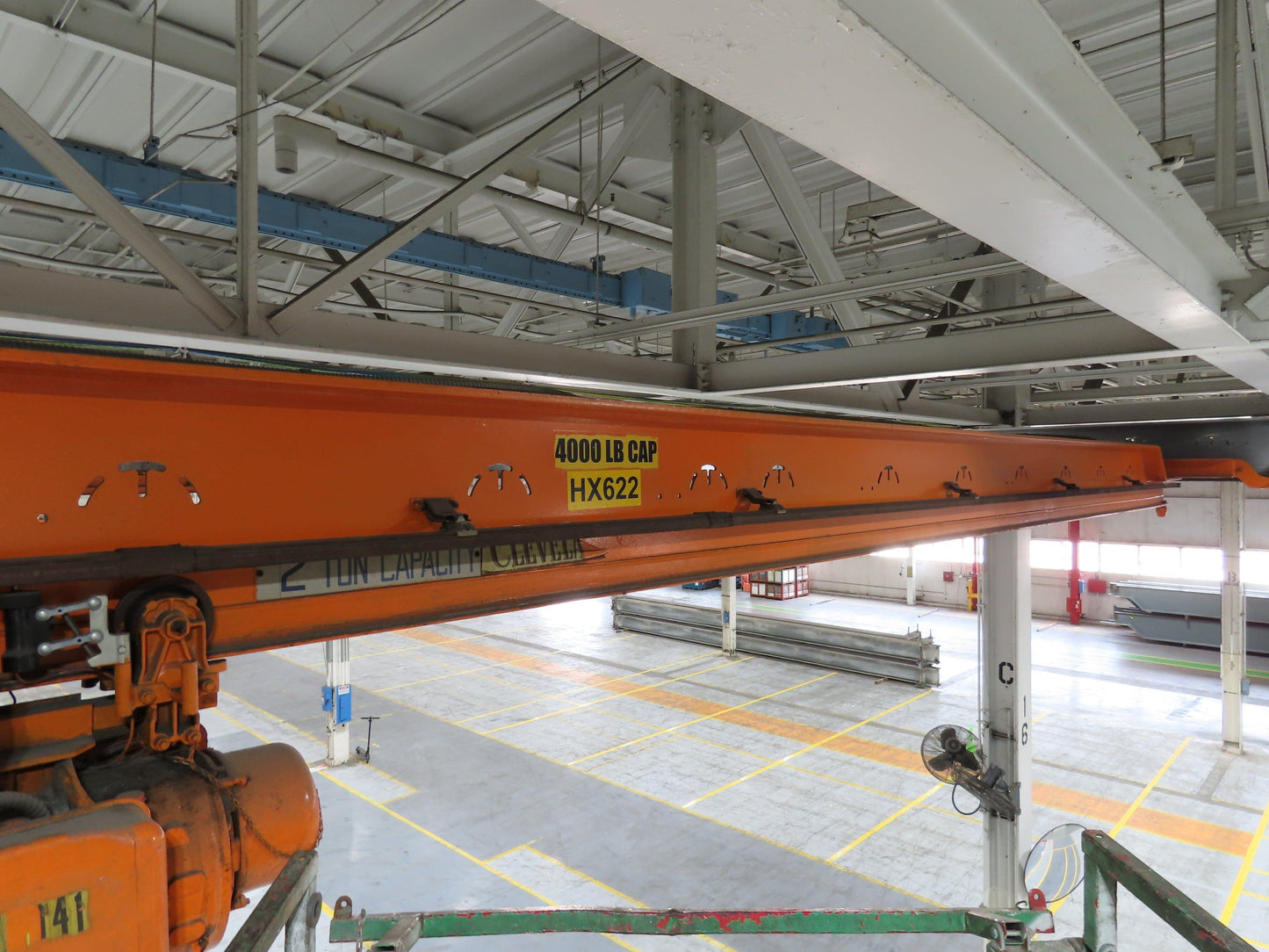 Cleveland Tramrail P&H 2 Ton Single Girder Underhung Bridge Crane 45' 10" Span
