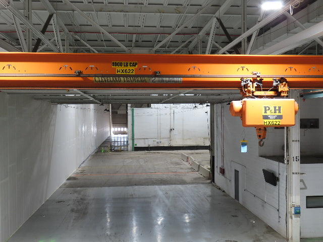 Cleveland Tramrail P&H 2 Ton Single Girder Underhung Bridge Crane 45' 10" Span