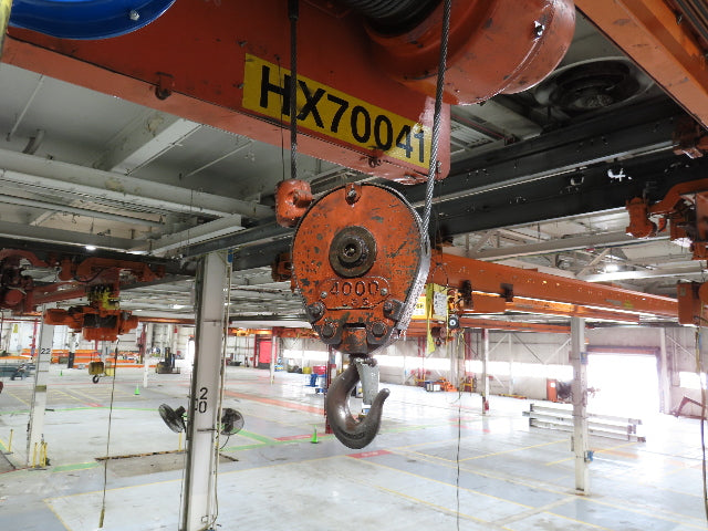 Cleveland Tramrail P&H 2 Ton Single Girder Underhung Bridge Crane 45' 10" Span