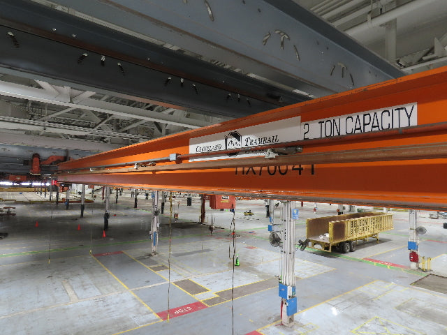 Cleveland Tramrail P&H 2 Ton Single Girder Underhung Bridge Crane 45' 10" Span