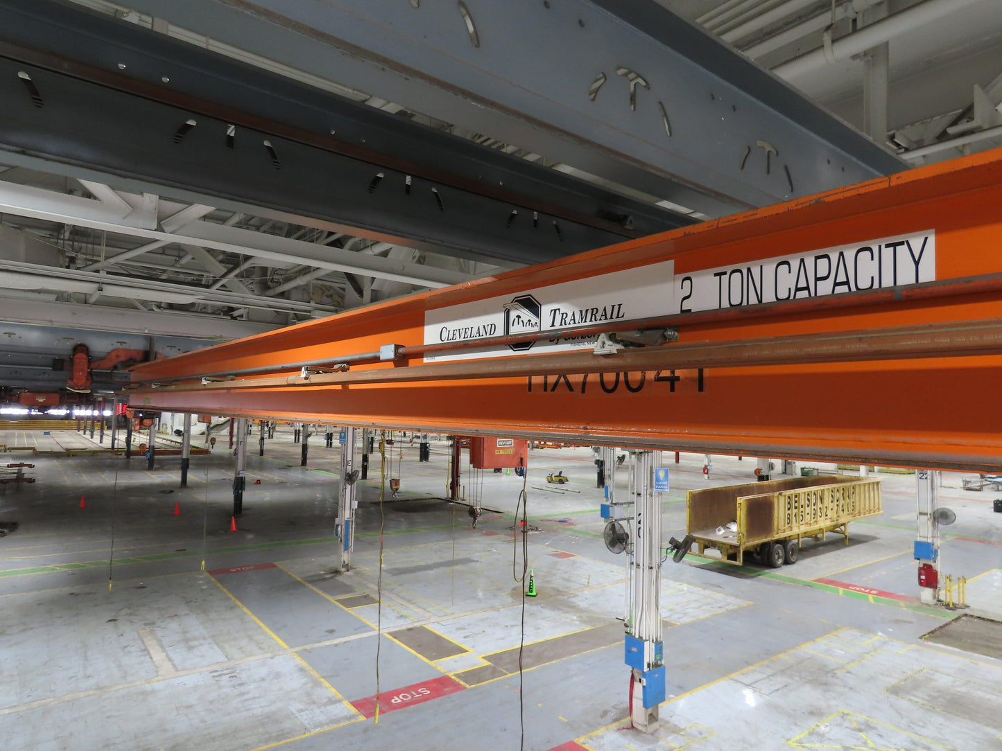 Cleveland Tramrail P&H 2 Ton Single Girder Underhung Bridge Crane 45' 10" Span