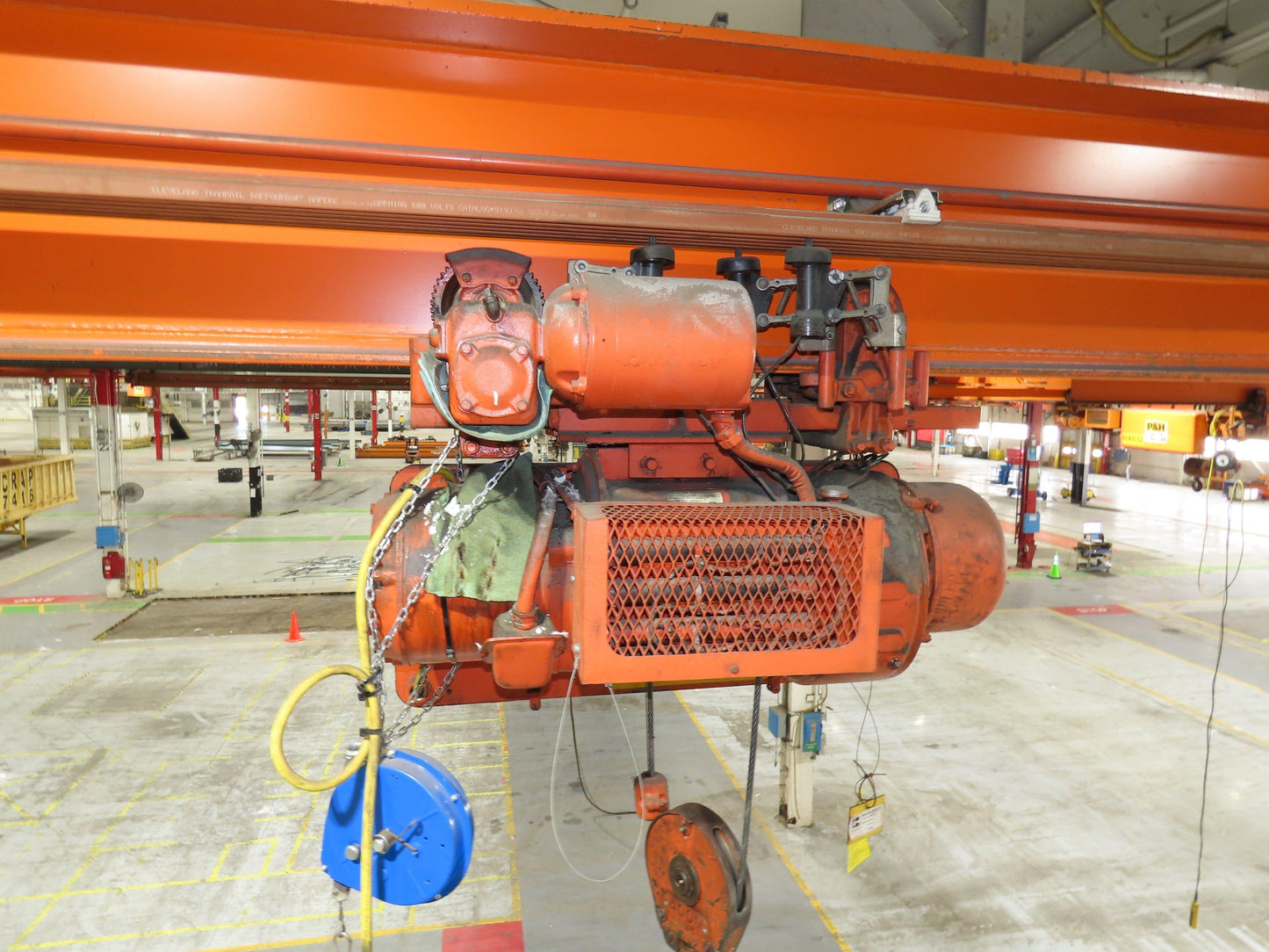 Cleveland Tramrail P&H 2 Ton Single Girder Underhung Bridge Crane 45' 10" Span