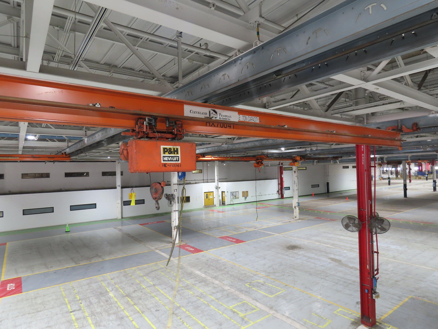 Cleveland Tramrail P&H 2 Ton Single Girder Underhung Bridge Crane 45' 10" Span