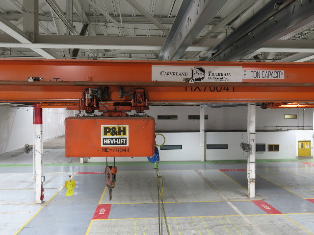 Cleveland Tramrail P&H 2 Ton Single Girder Underhung Bridge Crane 45' 10" Span