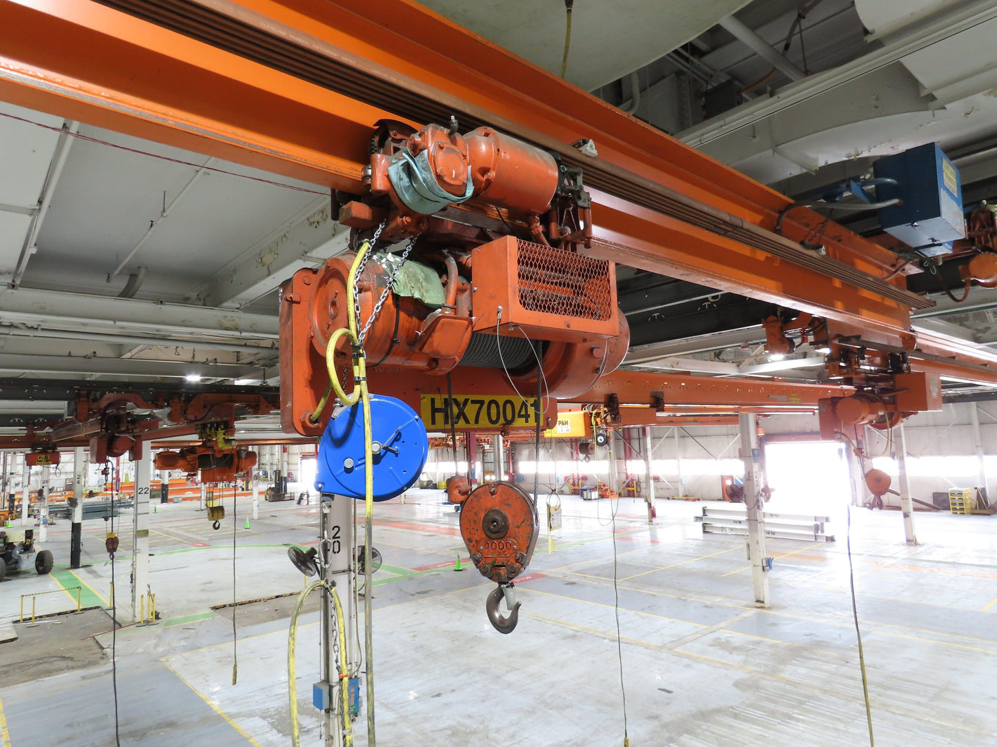 Cleveland Tramrail P&H 2 Ton Single Girder Underhung Bridge Crane 45' 10" Span