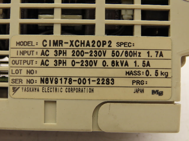 Yaskawa CIMR-XCHA20P2 VS Mini AC Drive 0.2kW 200V 3PH