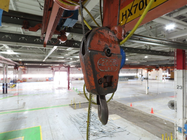 Cleveland Tramrail P&H 1 Ton Single Girder Underhung Bridge Crane 45' 10" Span