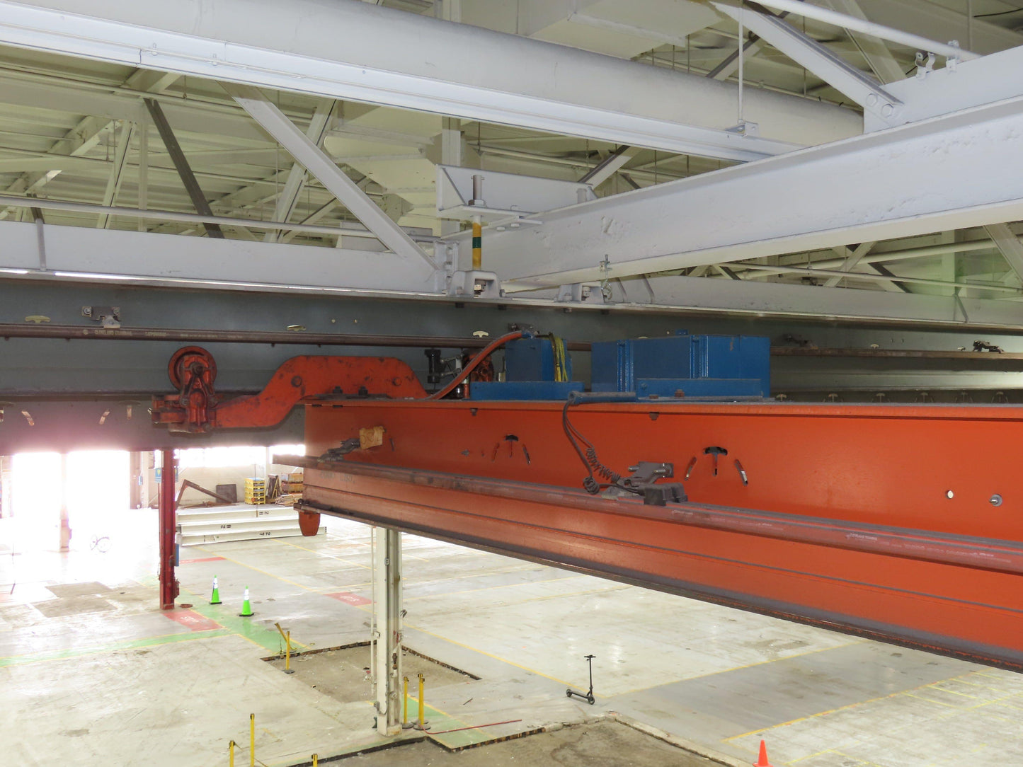 Cleveland Tramrail P&H 1 Ton Single Girder Underhung Bridge Crane 45' 10" Span