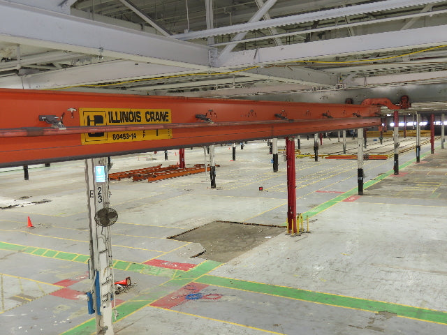 Cleveland Tramrail P&H 1 Ton Single Girder Underhung Bridge Crane 45' 10" Span