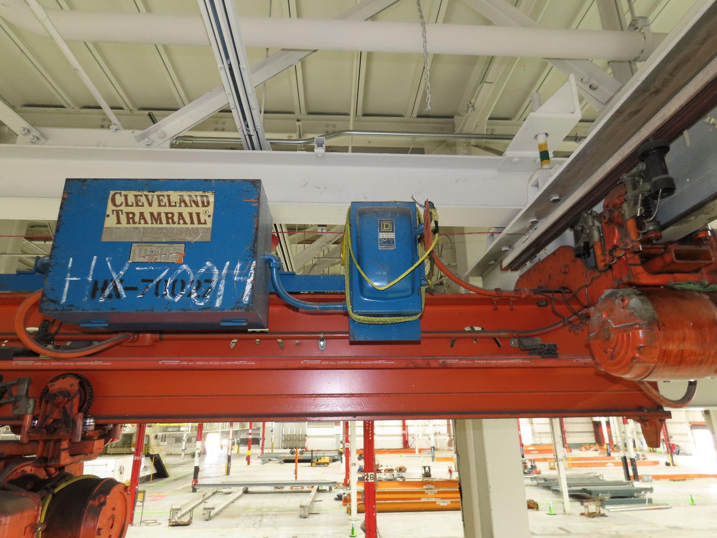 Cleveland Tramrail P&H 1 Ton Single Girder Underhung Bridge Crane 45' 10" Span