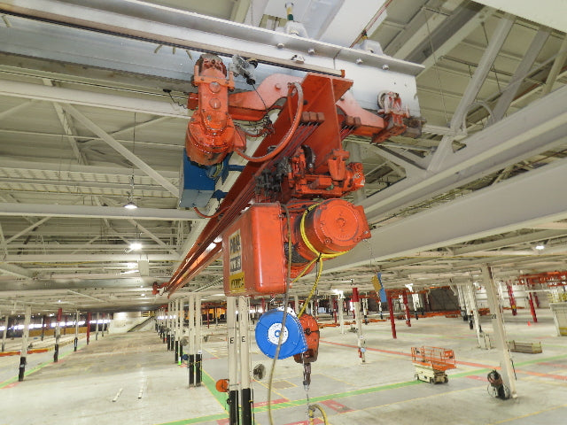 Cleveland Tramrail P&H 1 Ton Single Girder Underhung Bridge Crane 45' 10" Span