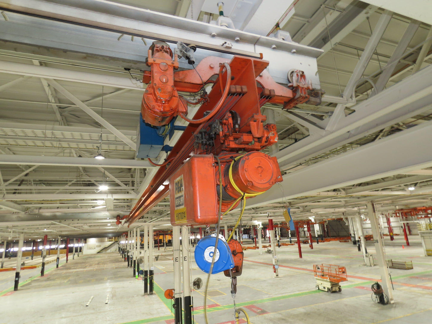 Cleveland Tramrail P&H 1 Ton Single Girder Underhung Bridge Crane 45' 10" Span