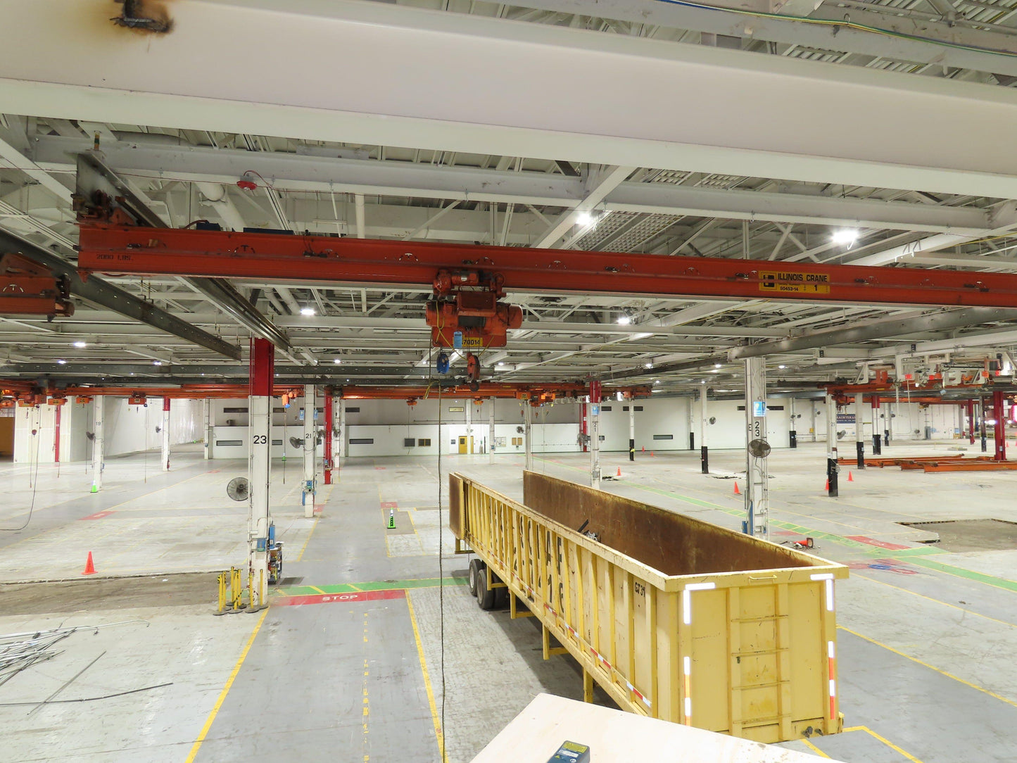 Cleveland Tramrail P&H 1 Ton Single Girder Underhung Bridge Crane 45' 10" Span