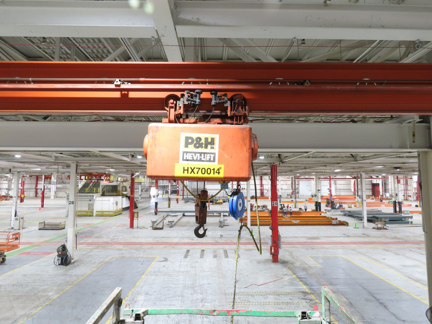 Cleveland Tramrail P&H 1 Ton Single Girder Underhung Bridge Crane 45' 10" Span