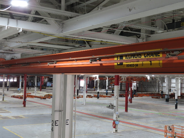 Cleveland Tramrail P&H 1 Ton Single Girder Underhung Bridge Crane 45' 10" Span