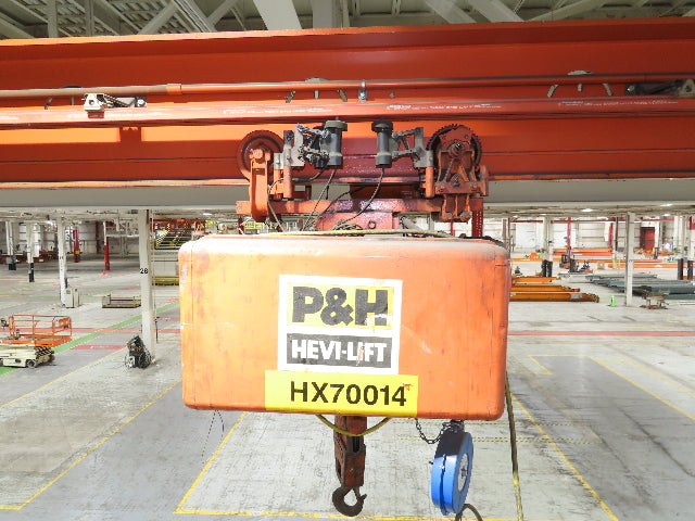 Cleveland Tramrail P&H 1 Ton Single Girder Underhung Bridge Crane 45' 10" Span
