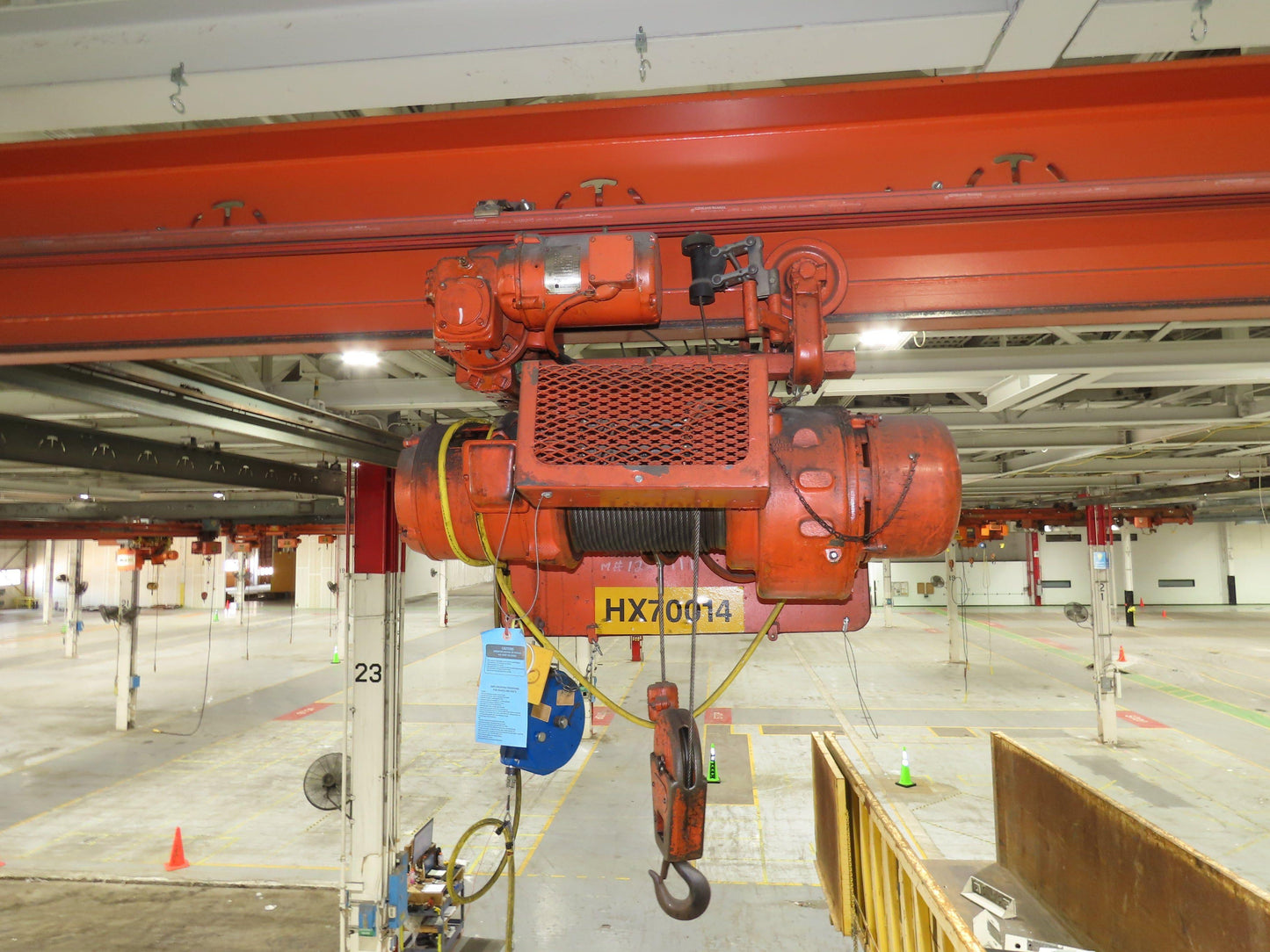 Cleveland Tramrail P&H 1 Ton Single Girder Underhung Bridge Crane 45' 10" Span