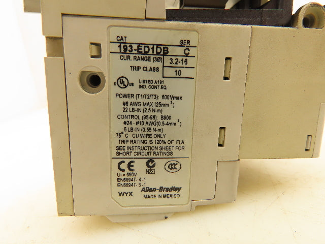 Allen Bradley 100-C09D10 Contactor 24VDC Coil w/Overload Relay 690V 32A Ser.C