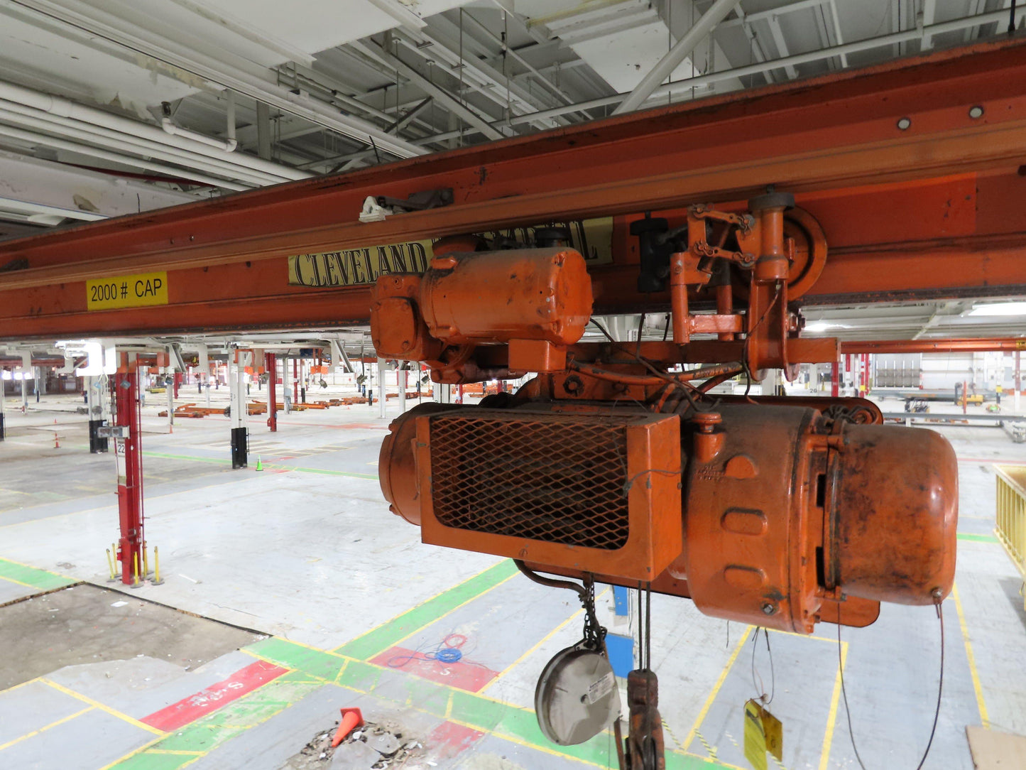 Cleveland Tramrail P&H 1 Ton Single Girder Underhung Bridge Crane 21' 8" Span