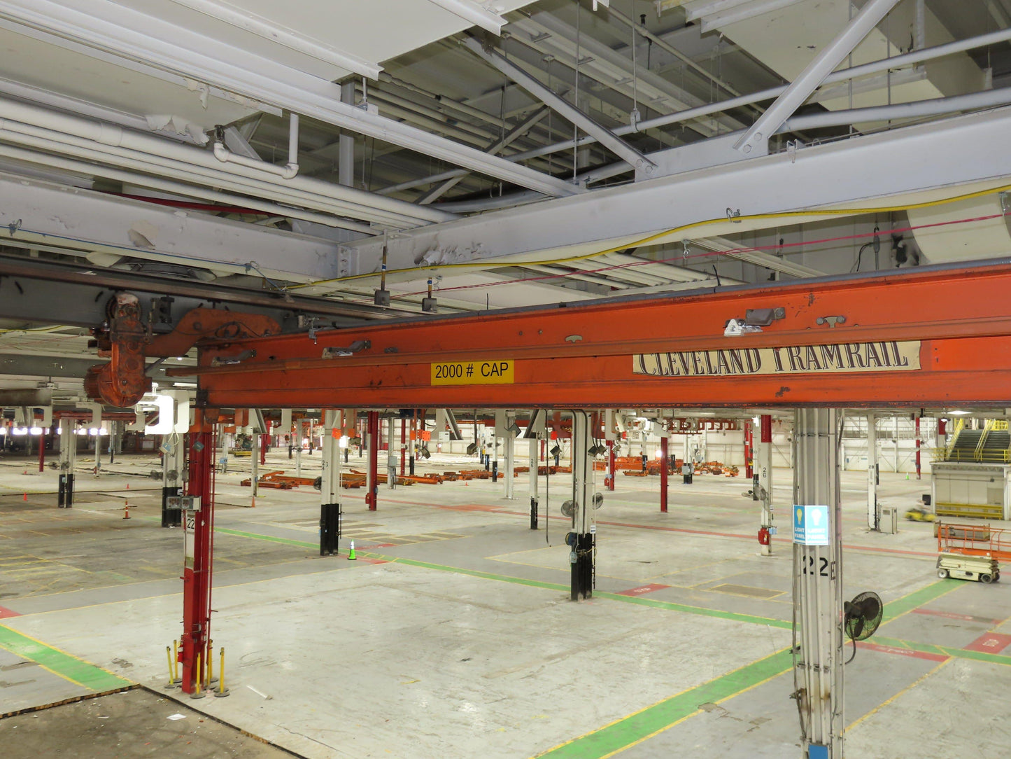 Cleveland Tramrail P&H 1 Ton Single Girder Underhung Bridge Crane 21' 8" Span