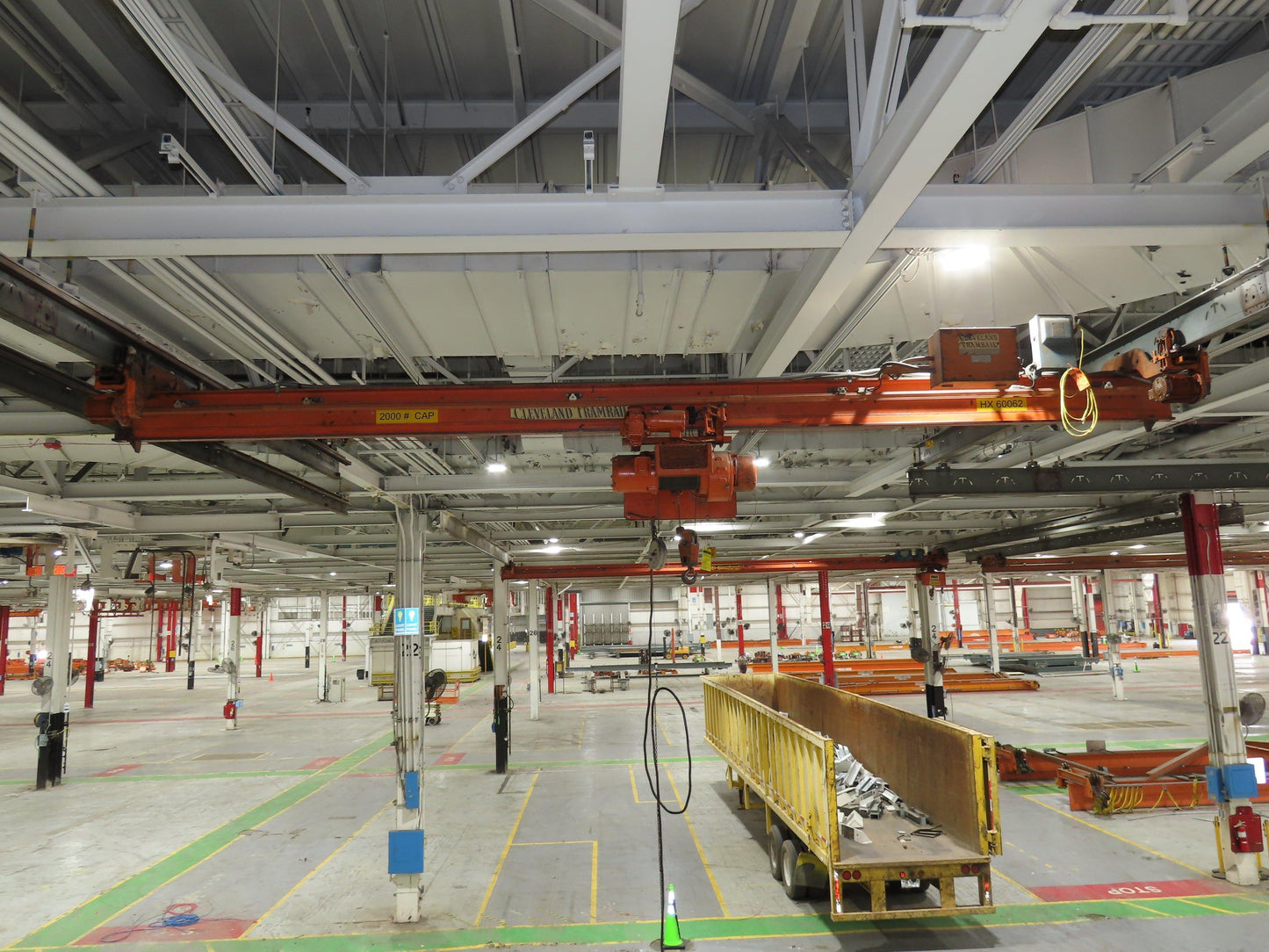Cleveland Tramrail P&H 1 Ton Single Girder Underhung Bridge Crane 21' 8" Span