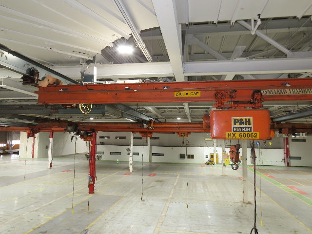 Cleveland Tramrail P&H 1 Ton Single Girder Underhung Bridge Crane 21' 8" Span