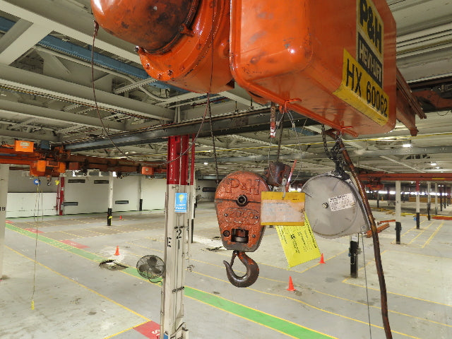 Cleveland Tramrail P&H 1 Ton Single Girder Underhung Bridge Crane 21' 8" Span