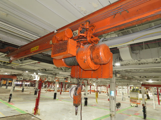 Cleveland Tramrail P&H 1 Ton Single Girder Underhung Bridge Crane 21' 8" Span