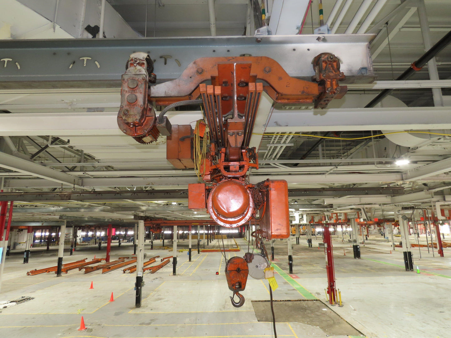 Cleveland Tramrail P&H 1 Ton Single Girder Underhung Bridge Crane 21' 8" Span