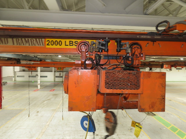Cleveland Tramrail P&H 1 Ton Single Girder Underhung Bridge Crane 21' 8" Span