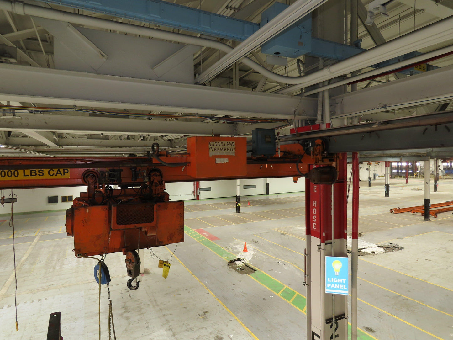 Cleveland Tramrail P&H 1 Ton Single Girder Underhung Bridge Crane 21' 8" Span