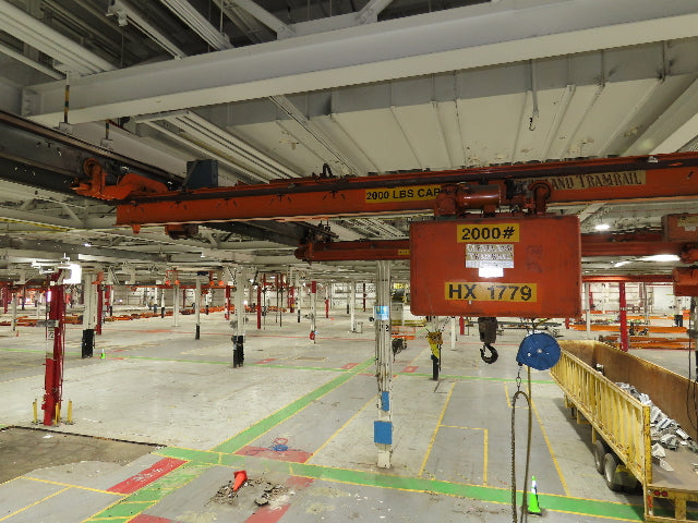 Cleveland Tramrail P&H 1 Ton Single Girder Underhung Bridge Crane 21' 8" Span