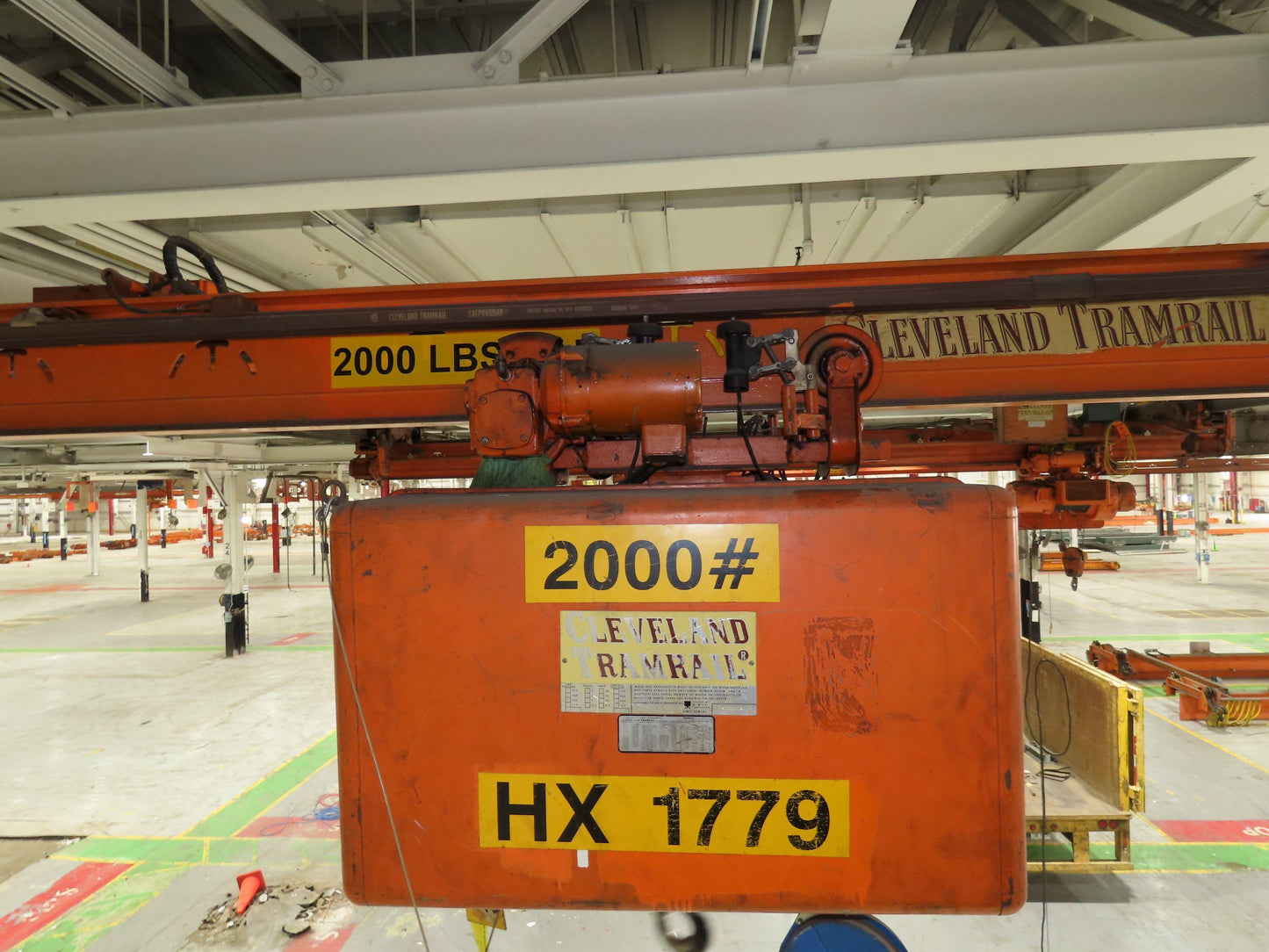 Cleveland Tramrail P&H 1 Ton Single Girder Underhung Bridge Crane 21' 8" Span