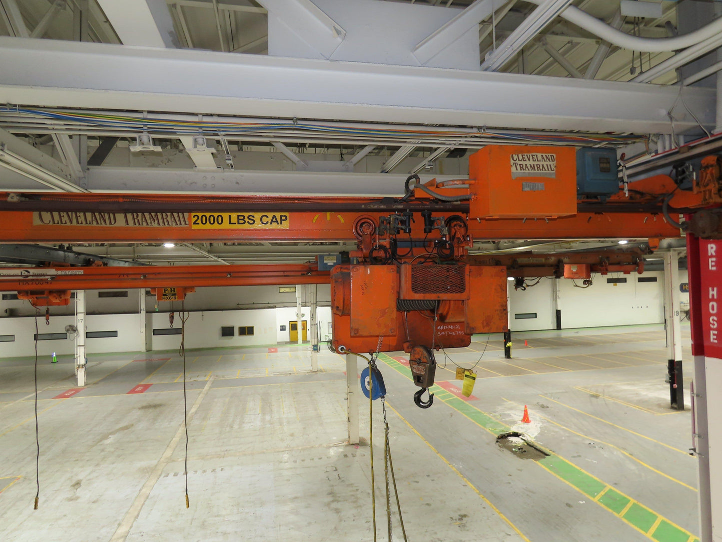 Cleveland Tramrail P&H 1 Ton Single Girder Underhung Bridge Crane 21' 8" Span