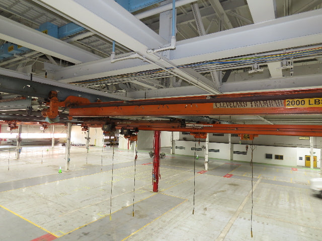 Cleveland Tramrail P&H 1 Ton Single Girder Underhung Bridge Crane 21' 8" Span