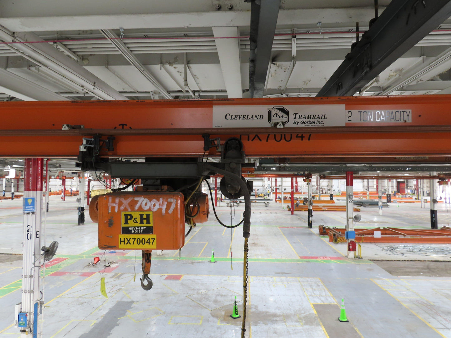 Cleveland Tramrail P&H 2 Ton Single Girder Underhung Bridge Crane 45' 10" Span