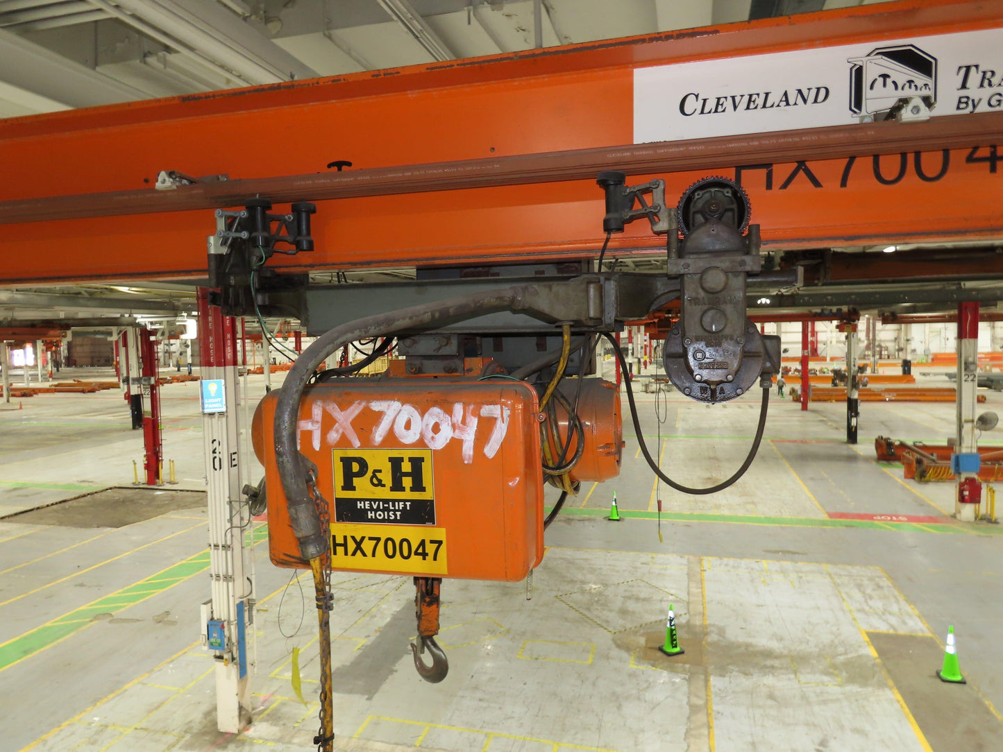 Cleveland Tramrail P&H 2 Ton Single Girder Underhung Bridge Crane 45' 10" Span