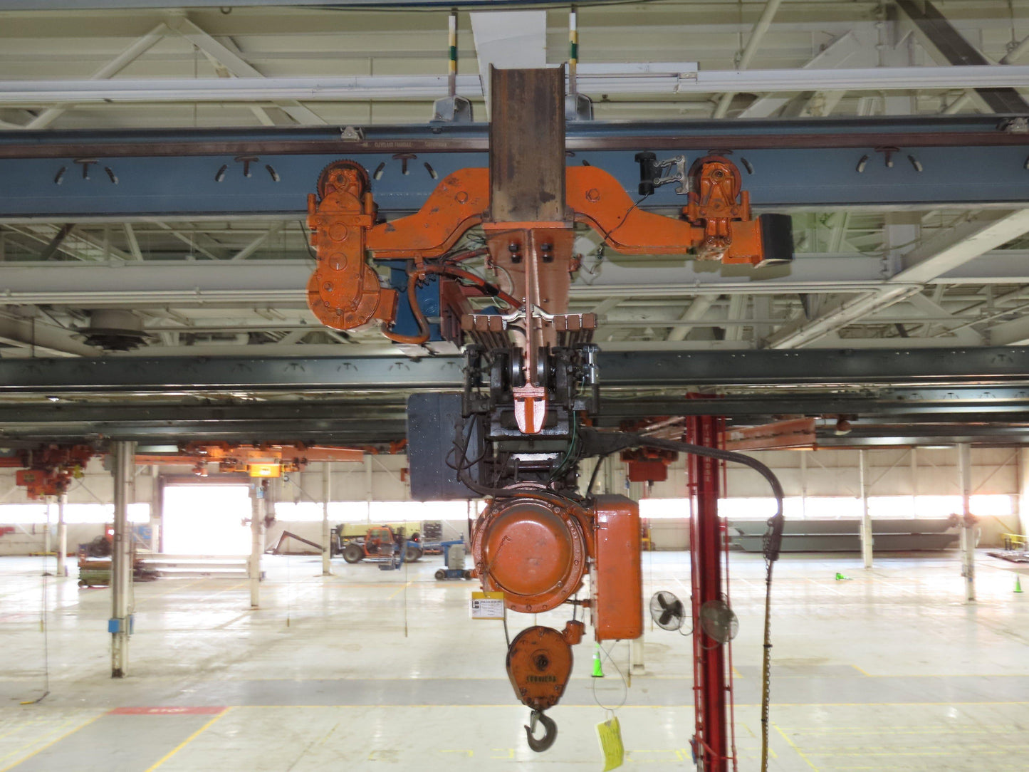 Cleveland Tramrail P&H 2 Ton Single Girder Underhung Bridge Crane 45' 10" Span