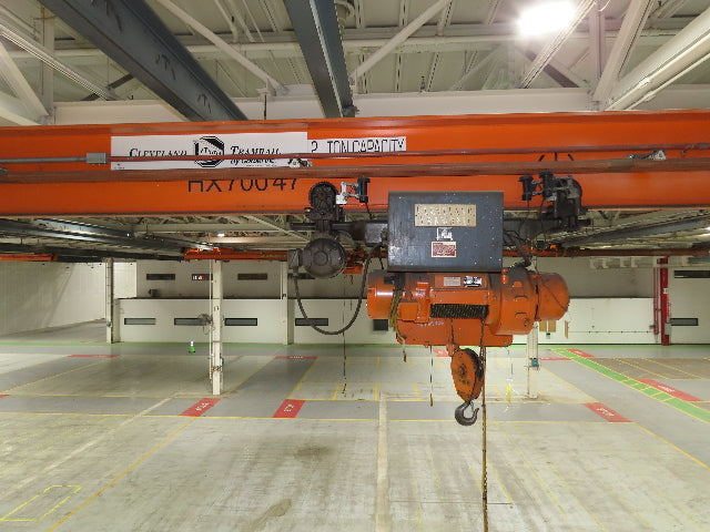 Cleveland Tramrail P&H 2 Ton Single Girder Underhung Bridge Crane 45' 10" Span
