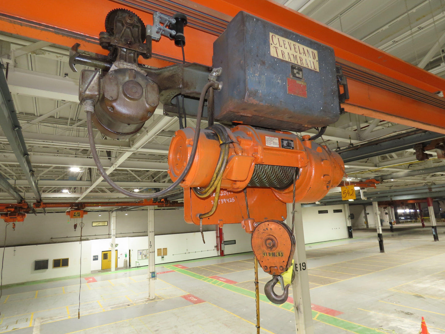 Cleveland Tramrail P&H 2 Ton Single Girder Underhung Bridge Crane 45' 10" Span