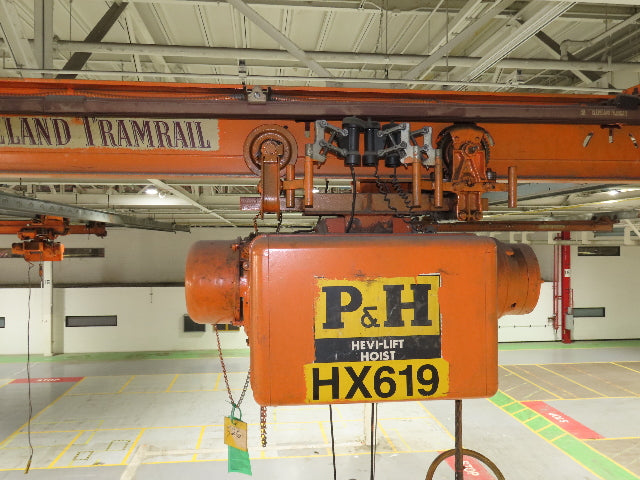 Cleveland Tramrail P&H 1/2 Ton Single Girder Underhung Bridge Crane 21' 8" Span