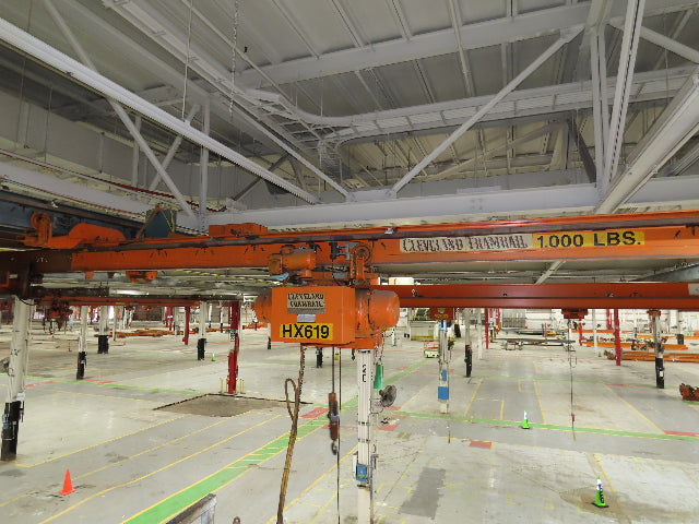 Cleveland Tramrail P&H 1/2 Ton Single Girder Underhung Bridge Crane 21' 8" Span