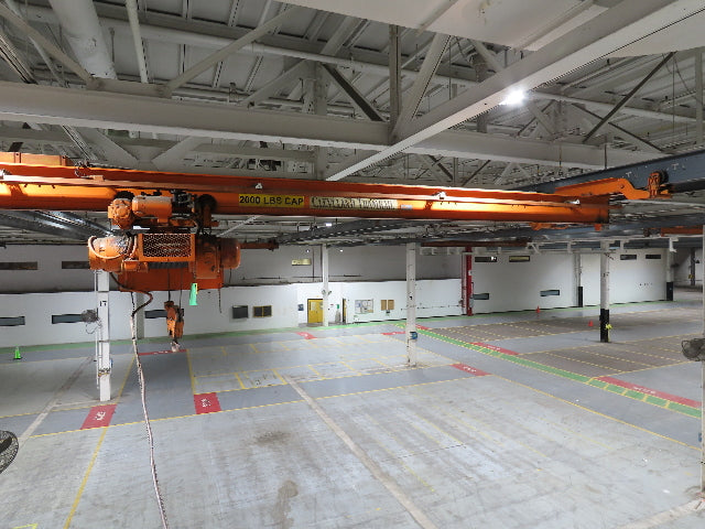 Cleveland Tramrail P&H 1 Ton Single Girder Underhung Bridge Crane 21' 8" Span